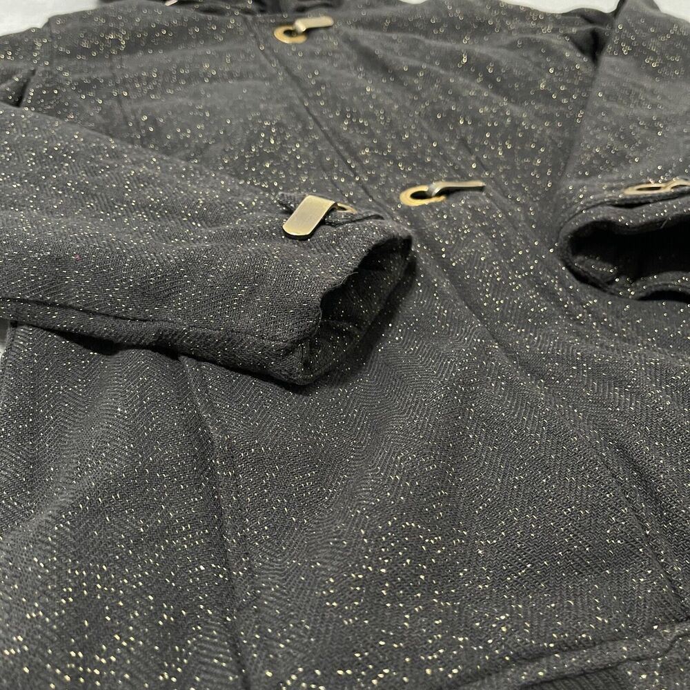 Adidas Respect M.E. Missy Elliott Black Gold Herringbone Toggle Jacket Hooded 38 - Picture 2 of 13